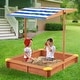 preview thumbnail 1 of 5, 46" Wooden Kids Sandbox with Cover, Large Outdoor Cedar Sandpit for Backyard Play, Perfect Kids Gift for Toddlers Reddish Brown