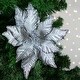 preview thumbnail 2 of 2, 25" Glittered Silver Poinsettia Christmas Floral Pick - 25