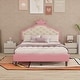 preview thumbnail 1 of 22, Cute Crown PU Leather Princess Bed