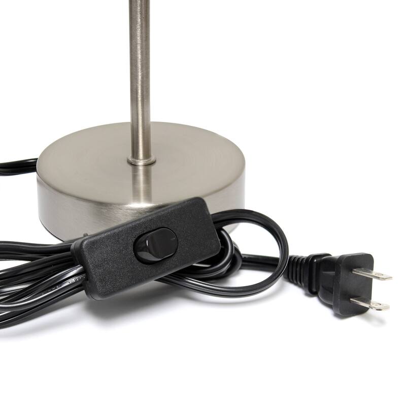 10.5 in. Brushed Nickel Finish Table Lamp with Red Shade, Stick Table Lamp for Living Room Tables