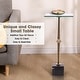 preview thumbnail 7 of 11, Antique Brass Square Glass Marble Pedestal Table Drink Table