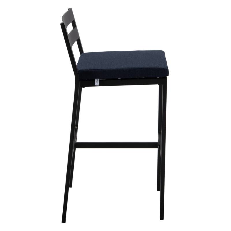 Patio Bar Stool in Powder-Coated Aluminum Frame with Removable Cushion Set of 2