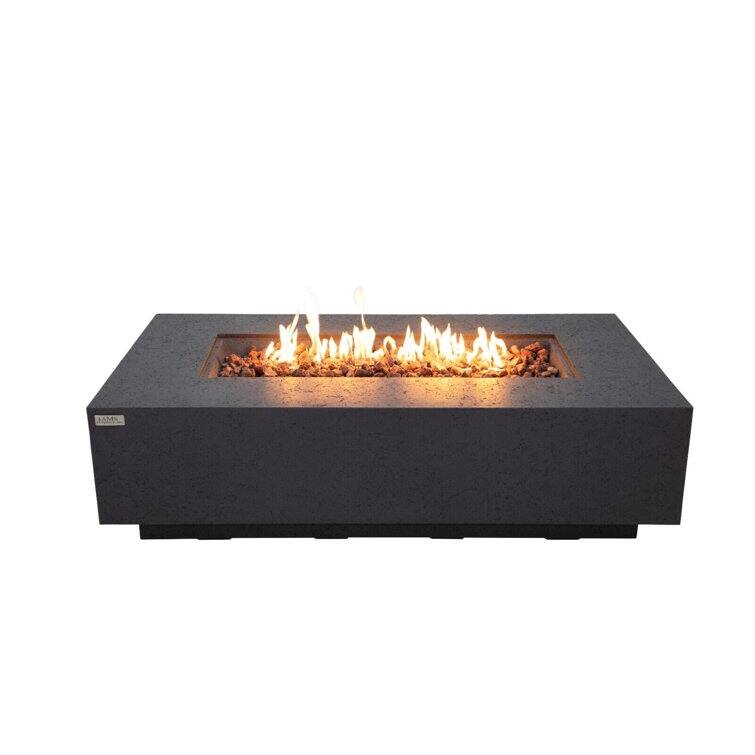 Madison 60" Rectangular Travertine Fire Pit Table by AMS Fireplace