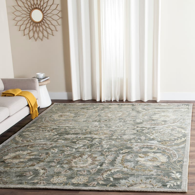 SAFAVIEH Handmade Bella Faith Modern Floral Wool Rug - 6' x 9' - Grey/Multi - Rectangle