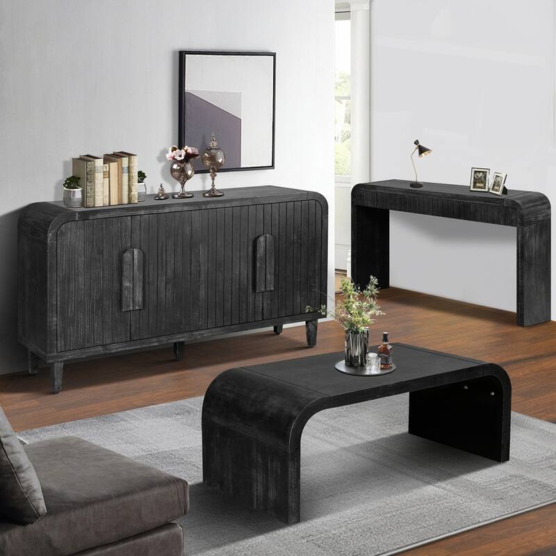 Curved Art Deco Design Vintage Crafts Coffee Table