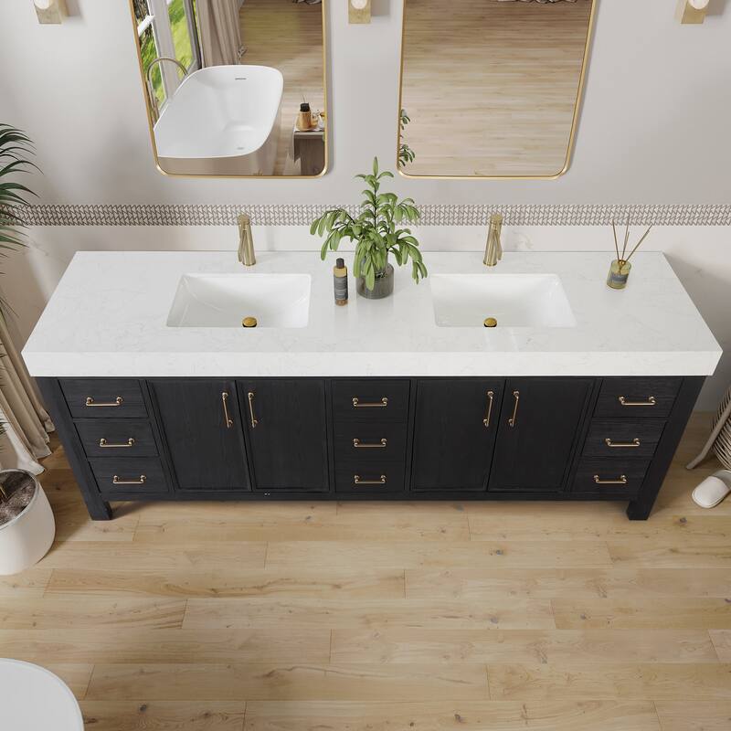 Miseno MV-NM-LEON84-LWT León 84" Free Standing Double Basin Vanity Set