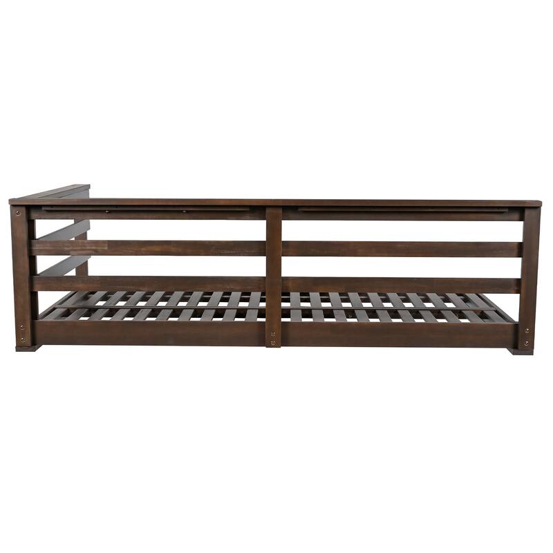 Patio Wooden Twin Size Swing Daybed Porch Swing Frame with 4pcs 96-inch Hemp Ropes for Backyard, Garden