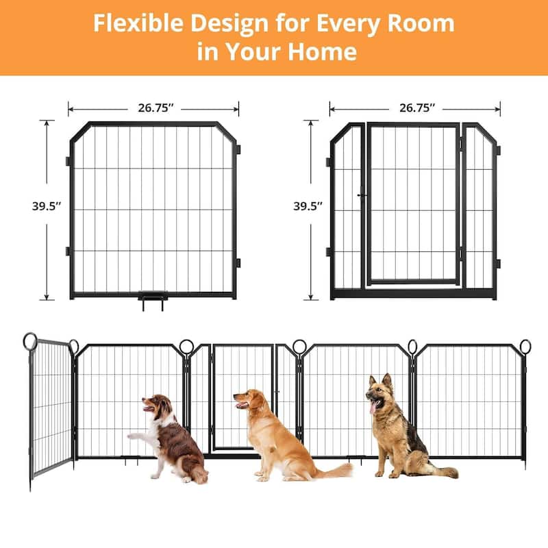 16 Panels 40 Inch Portable Dog Playpen and Pet Fence Indoor and Outdoor - 16 Pcs