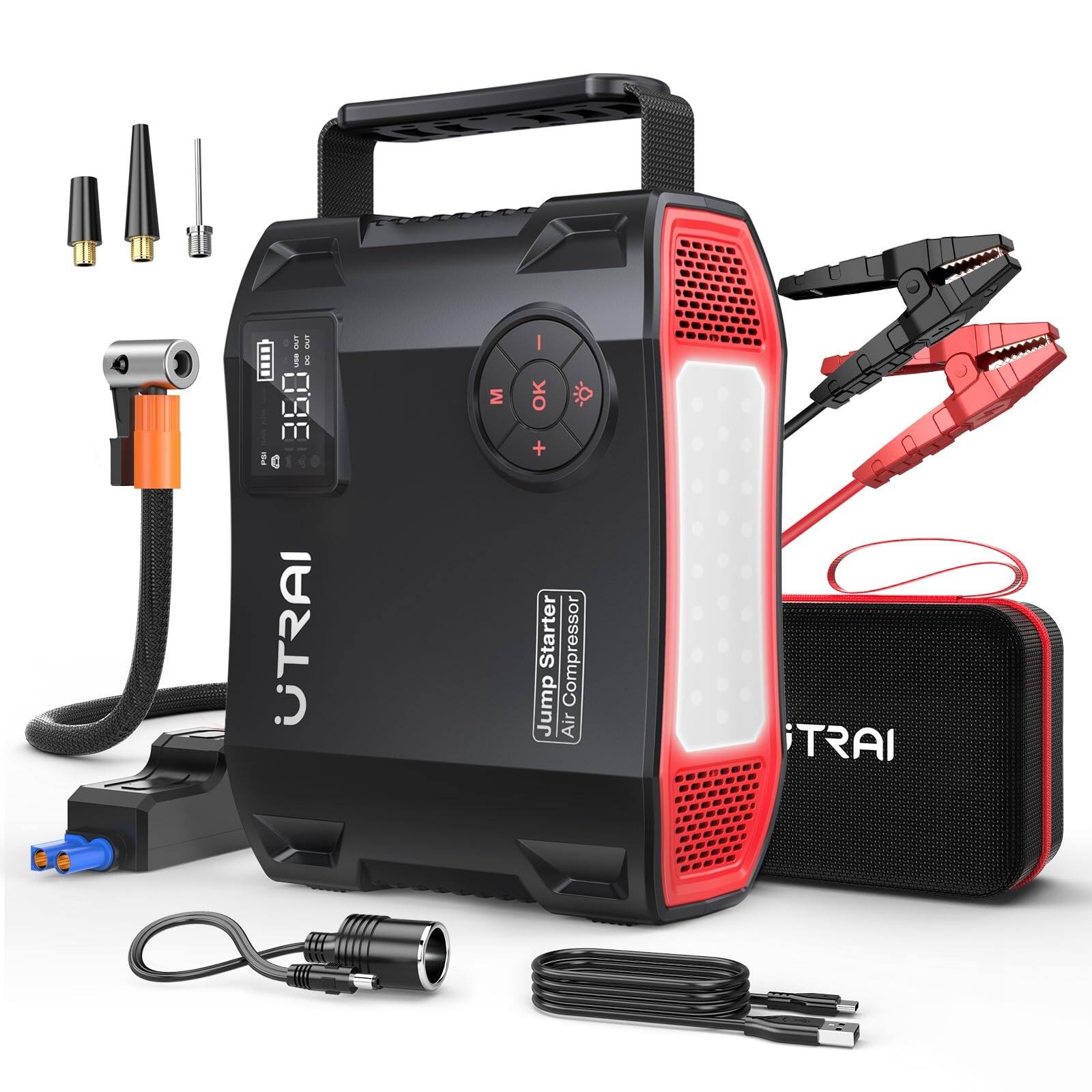 Jump Starter with Air Compressor, Jstar 5 2000 Amp 12V Car Battery