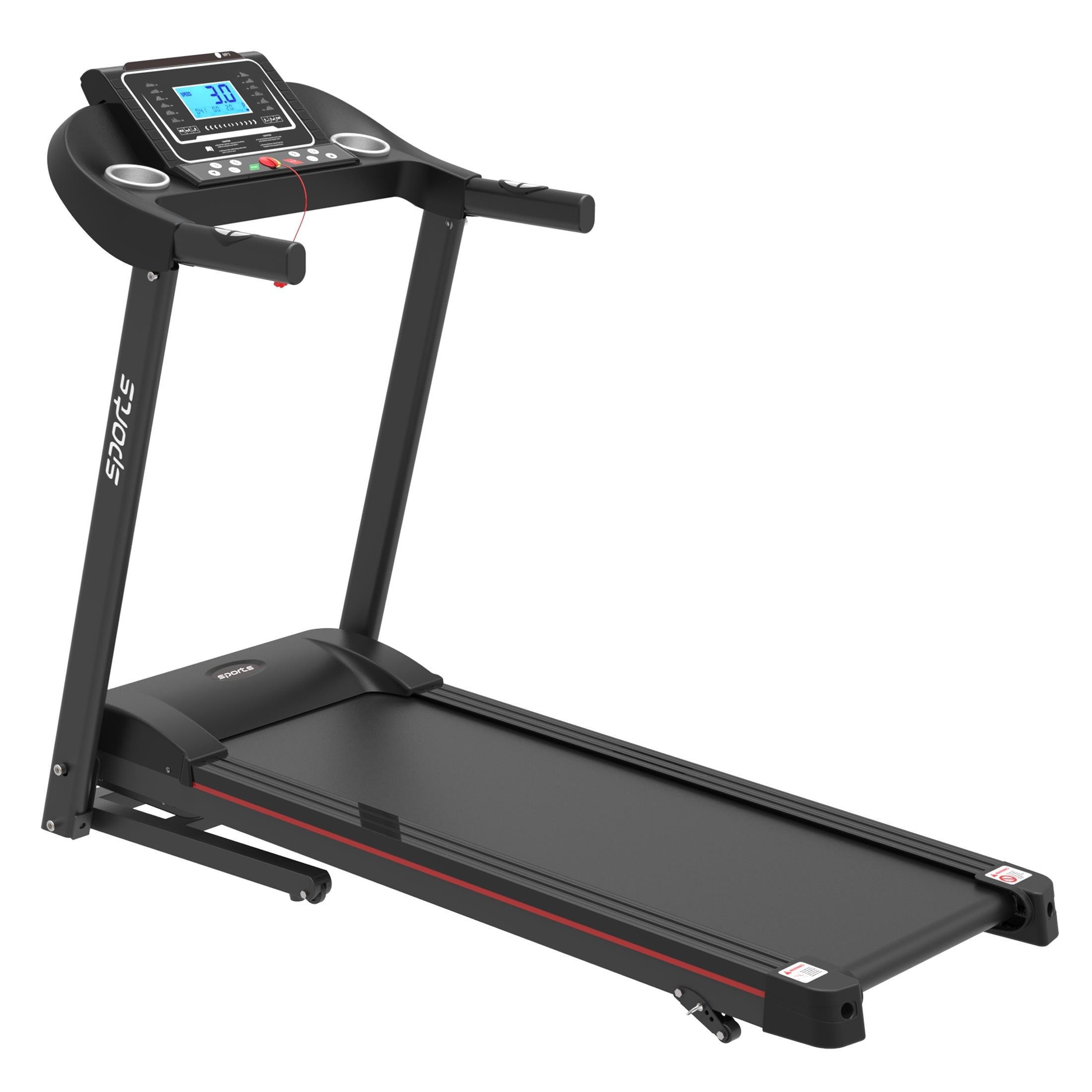 Foldable Treadmill, Home Workout Electric Walking Treadmill Machine, Black