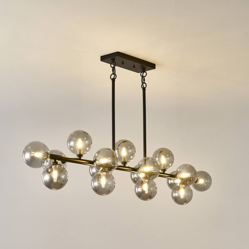 55in Modern Linear Chandeliers Large Pendant Lights Kitchen Island Lighting 16-Light Mid Century Sputnik Chandeliers