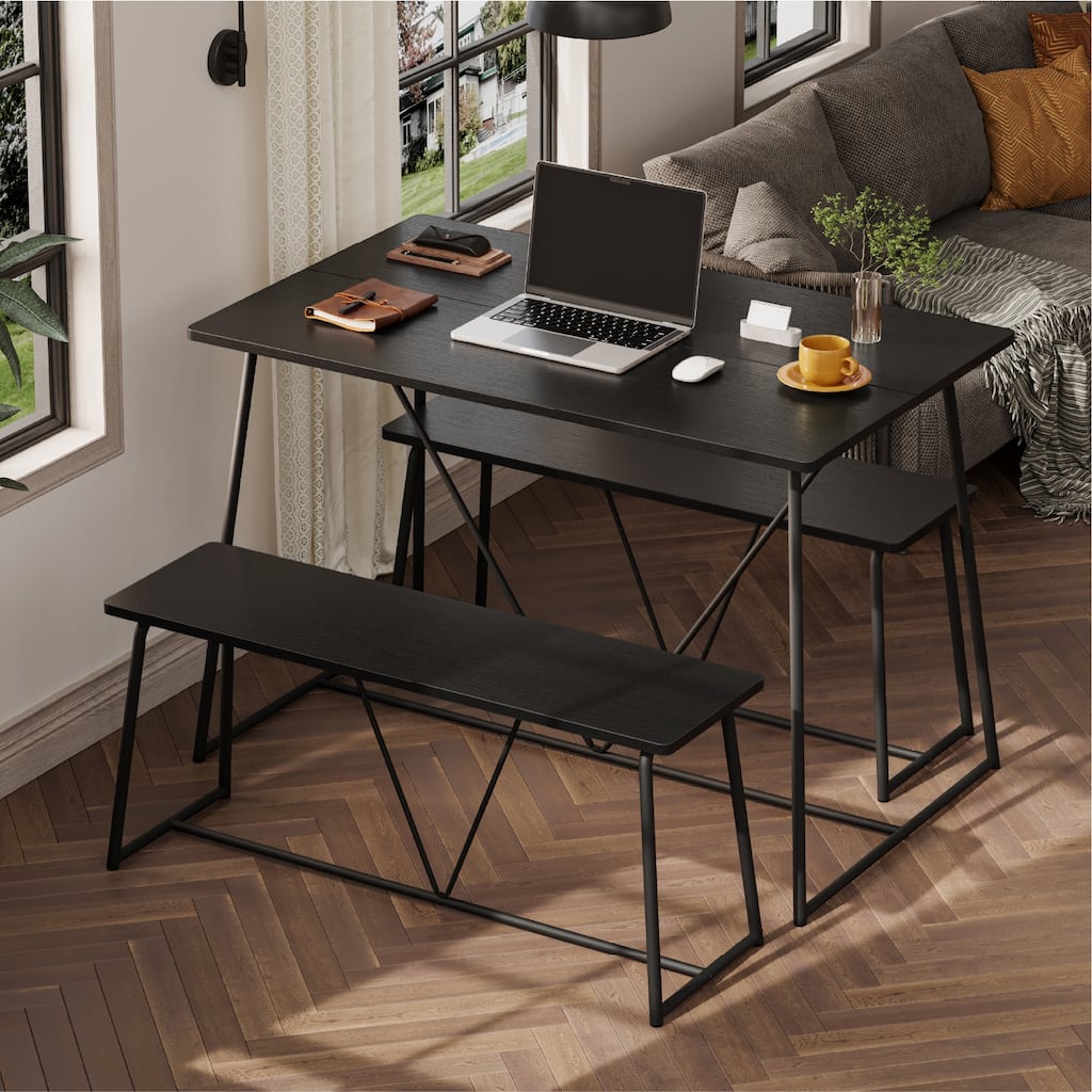 Bestier 47.5" Dining Table Set, Kitchen Table Set with Reinforced Metal Frame for Breakfast Nook