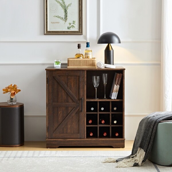 Farmhouse Style Wood Bar Cabinet with Wine Fridge Bar Storage Cabinet with Drawer Adjustable Shelves Bed Bath Beyond 40119287