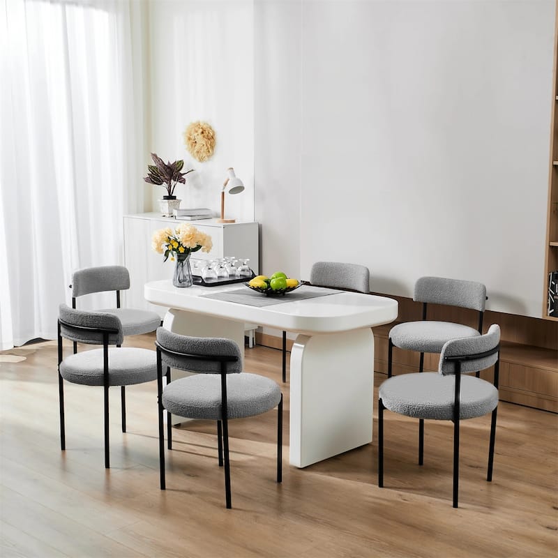 Upholstered Modern Mid Century Round Dining Chairs - Set of 2