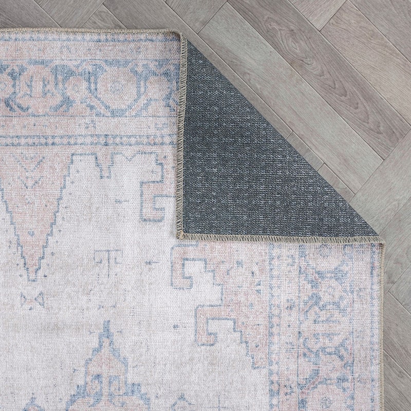 World Rug Gallery Vintage Bohemian Machine Washable Non Slip Area Rug