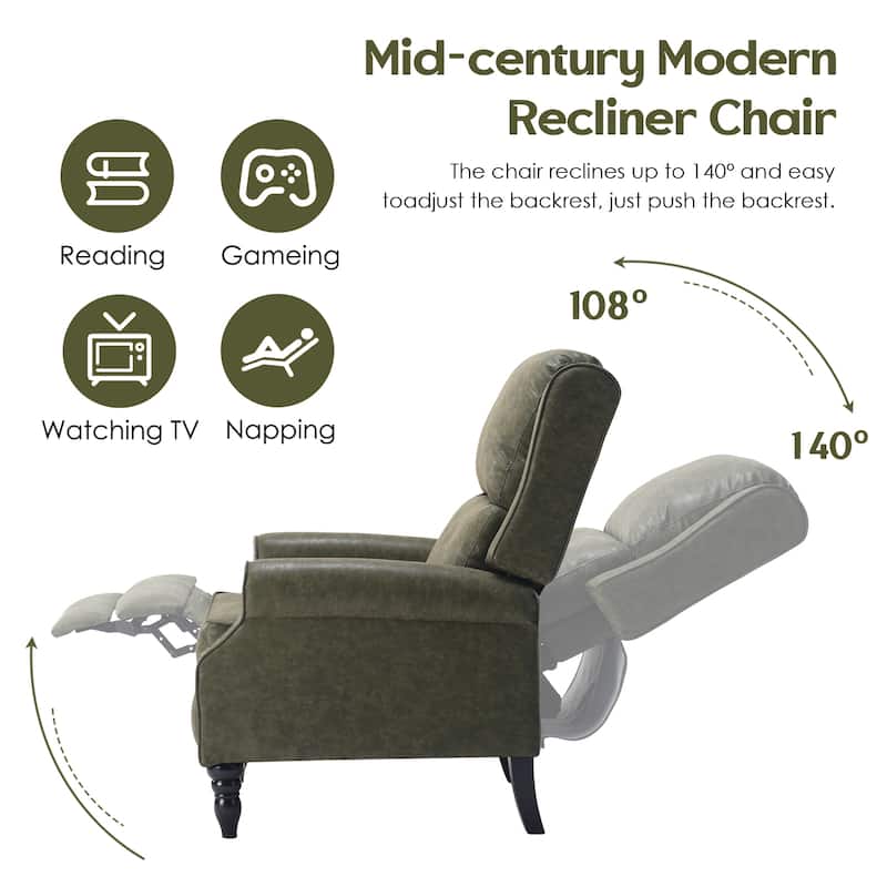 Faux Leather Pushback Recliner Chair for Living Room Bedroom