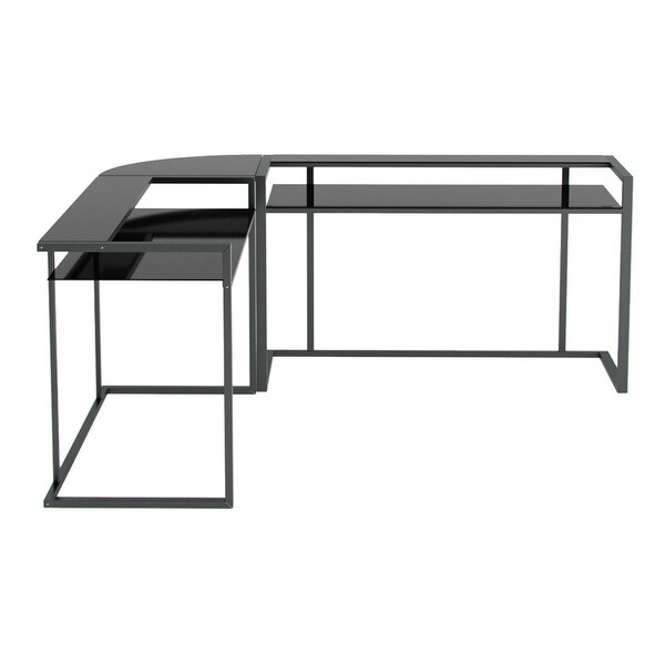 New L Shaped Desk Office Computer Glass Corner Desk With Keyboard Tray Desks Home Office Furniture See more ideas about desk with keyboard tray, desk, writing desk. new l shaped desk office computer glass