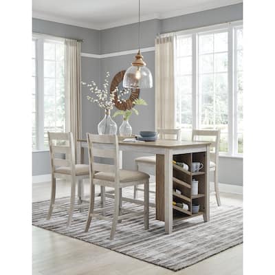 Signature Design by Ashley Skempton White / Light Brown 5-Piece Counter Height Dining Package