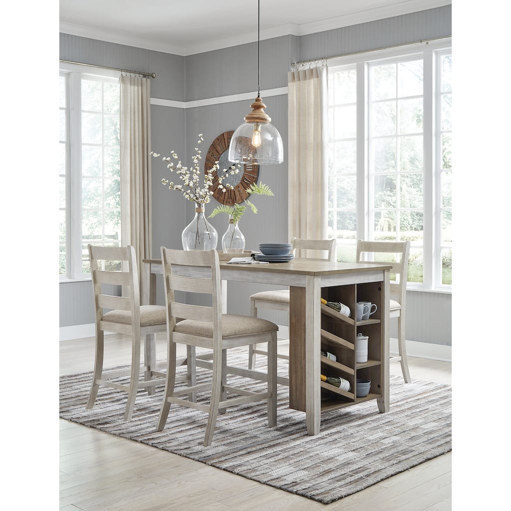 Signature Design by Ashley Skempton White / Light Brown 5-Piece Counter Height Dining Package