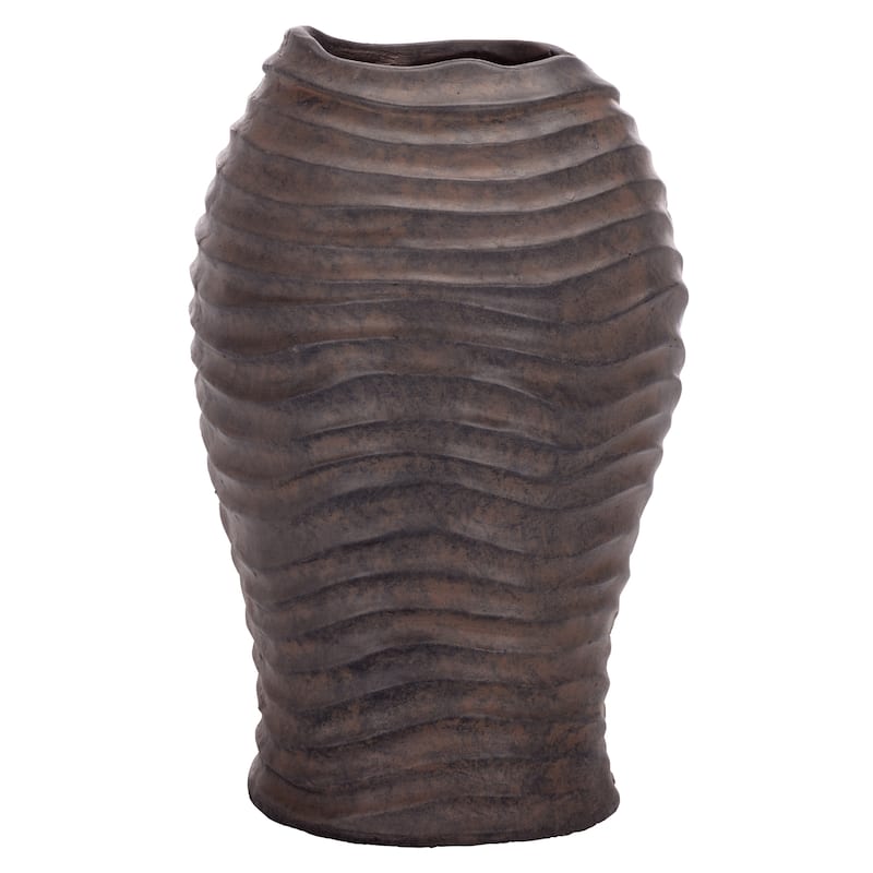 SAFAVIEH Outdoor Patio Furniture Damian Planter Pot - 10"W x 9"D x 17"H - Brown