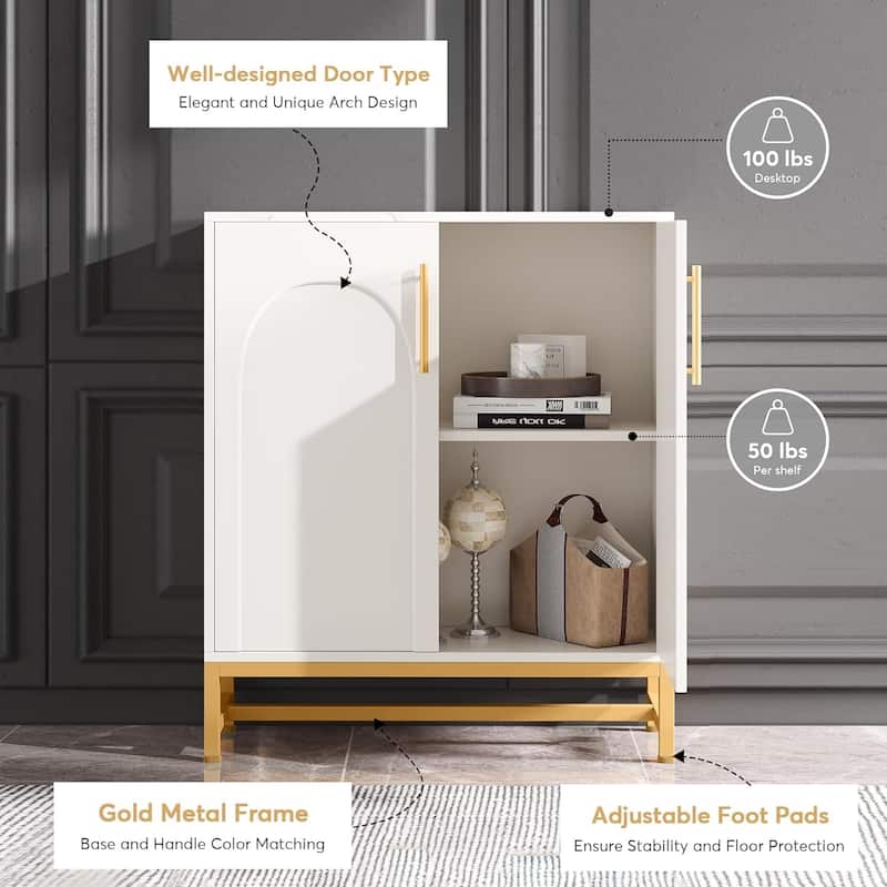 Modern Sideboard Buffet Cabinet Faux Marble with Adjustable Shelf, Storage Cabinet for Living Room/Kitchen/Dining Room/Hallway