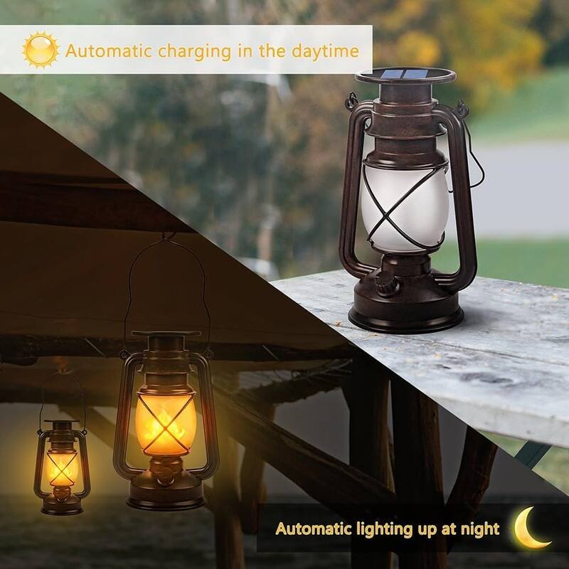 Solar Lantern Outdoor Hanging Solar Lights Dancing Flame Led