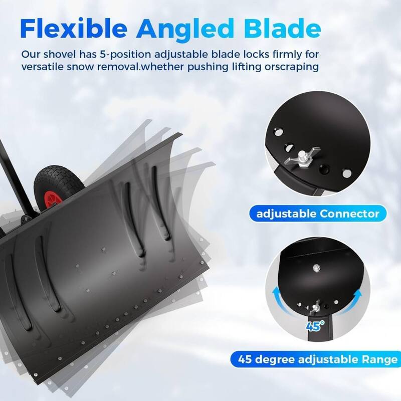 Heavy Duty Single Rod 20 * 29 Inch Wheeled Snow Shovel