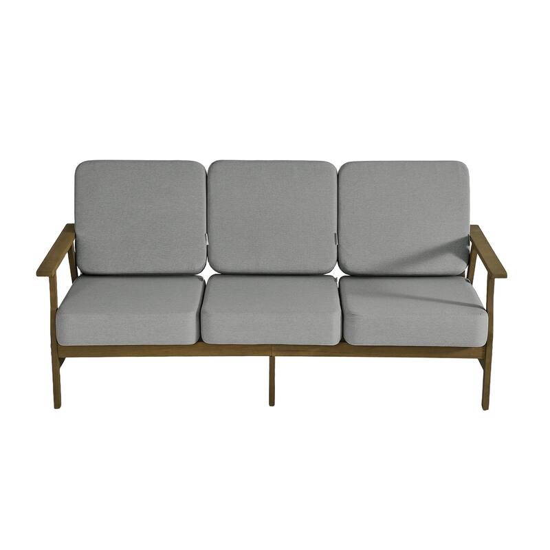 Teak Frame Outdoor Loveseat Daybed with Water-Resistant Cushions.