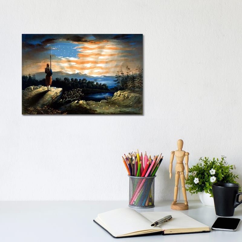iCanvas "Vintage Civil War Painting Of A Lone Zouave Sentry Overlooking A Cliff" by John Parrot Canvas Print - 8x12x0.75
