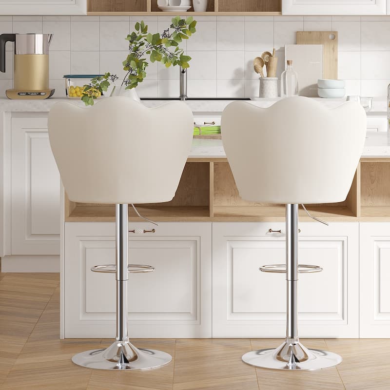 VECELO Set of 4 Barstools, Adjustable Bar Stools with Back, Velvet Armless Kitchen Stool