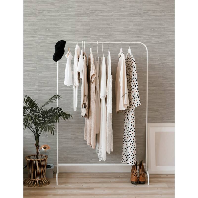 A-Street Prints Exhale Light Grey Woven Faux Grasscloth Wallpaper