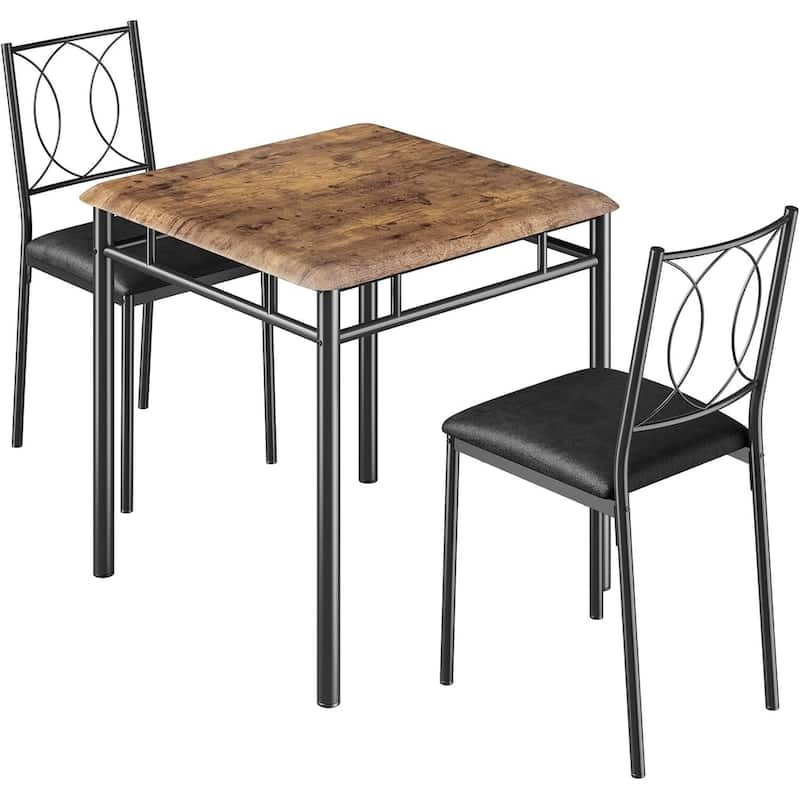 Kitchen Dining Table Set with Upholstered Chairs for 2