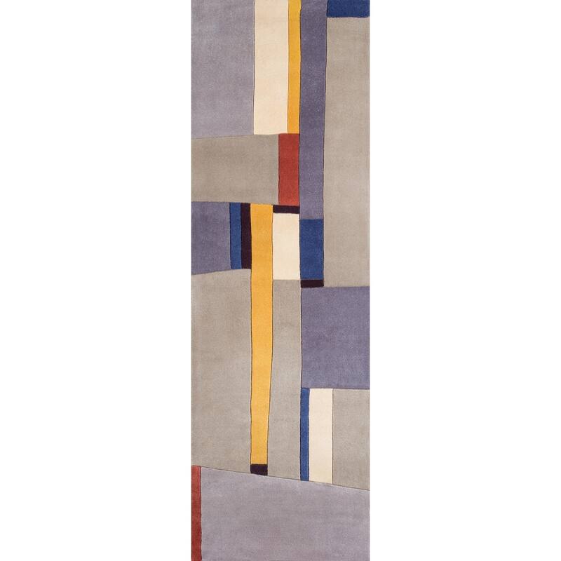 Momeni New Wave Hand Tufted New Zealand Wool Contemporary Abstract Area Rug - 2'6" x 8' Runner - Multi - Runner/Rectangle