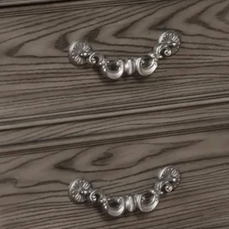 Akia 28 Inch Traditional 3 Drawer Nightstand, Metal Knobs, Smooth Gray