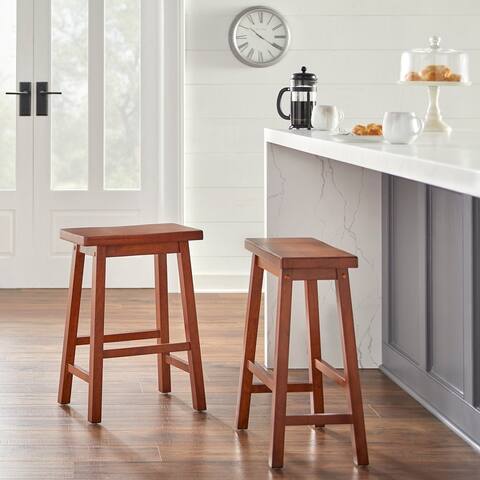 Simple Living Arizona 24-inch Solid Wood Counter Height Saddle Stool