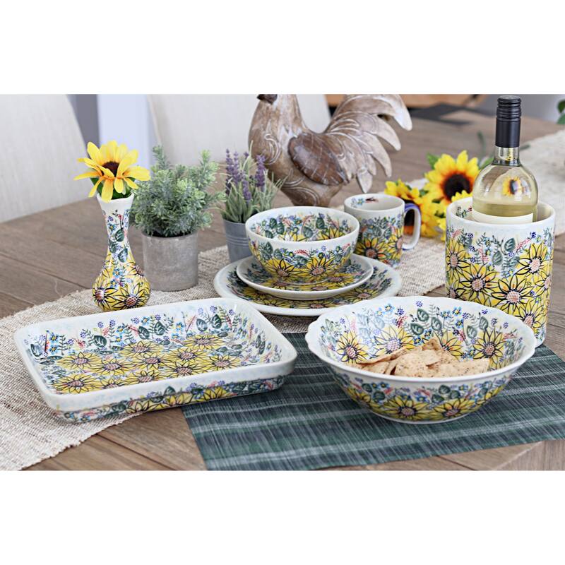 Blue Rose Polish Pottery 150 Vena Large Rectangular Baker