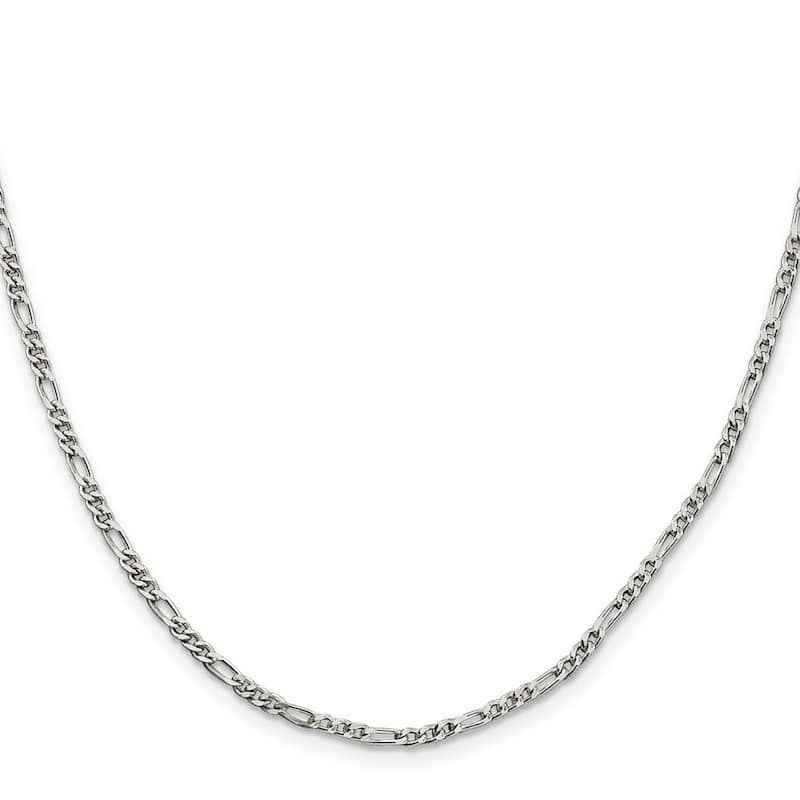 Curata 925 Sterling Silver 2.5mm Figaro Chain Necklace (Lobster)