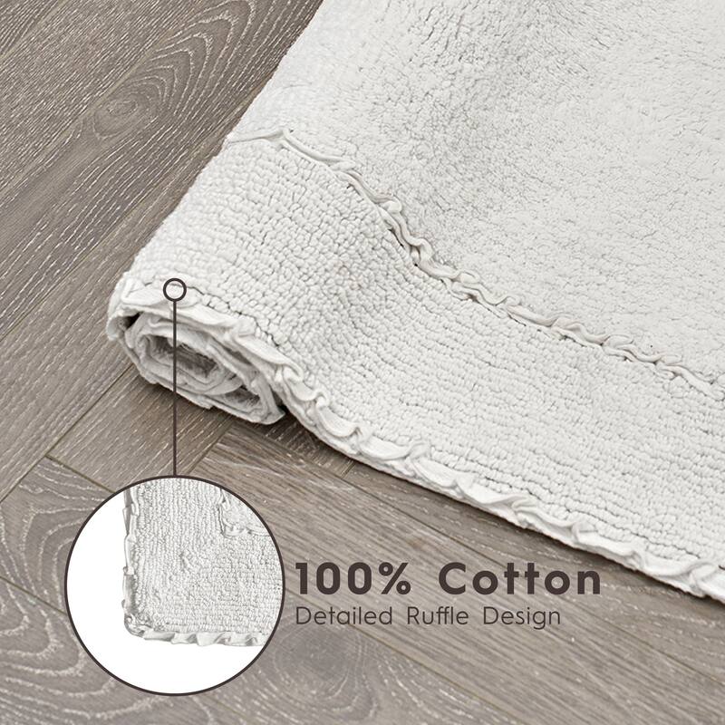 Laura Ashley Ruffle Border Pure Cotton Bath Rugs