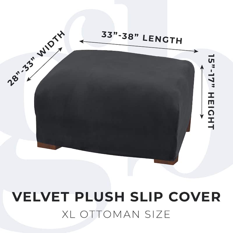 Premium Stretch Velvet-Plush Ottoman Slipcover
