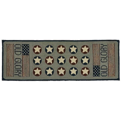 Park Designs Old Glory Hooked Rug Runner 2' X 6' - 2' x 6'