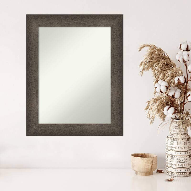 Dappled Non-Beveled Wood Framed Wall Mirror