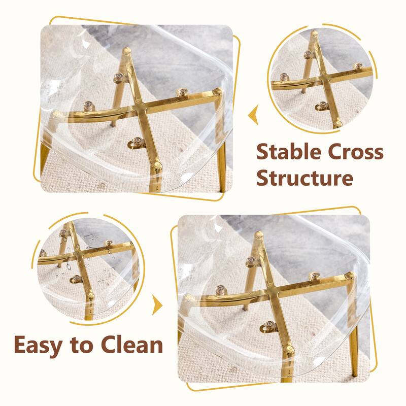 71" Dining Table Set for 6-8, Rectangular Kitchen Table with Transparent Plastic Chairs, Modern Glass Dining Room Table Set