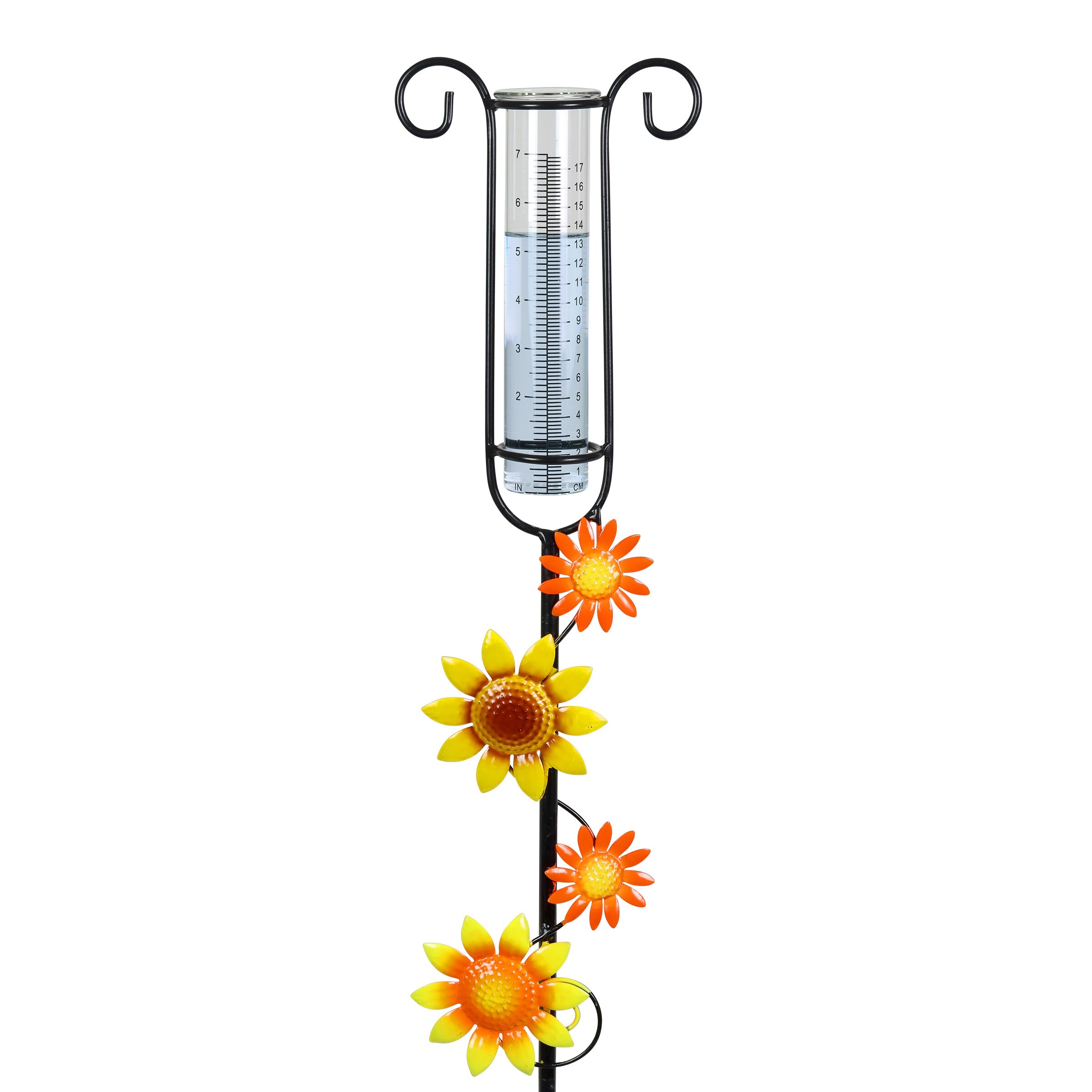 12.5 by 31.5 Inches Exhart Solar Green Hummingbird Rain Gauge Garden Stake Reads Home 