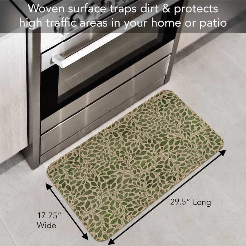 Verde Garden Decorative Indoor/Outdoor Natural Linen Look Floor Mat with Recycled Rubber Back Made in The USA 29.5” x 17.75”