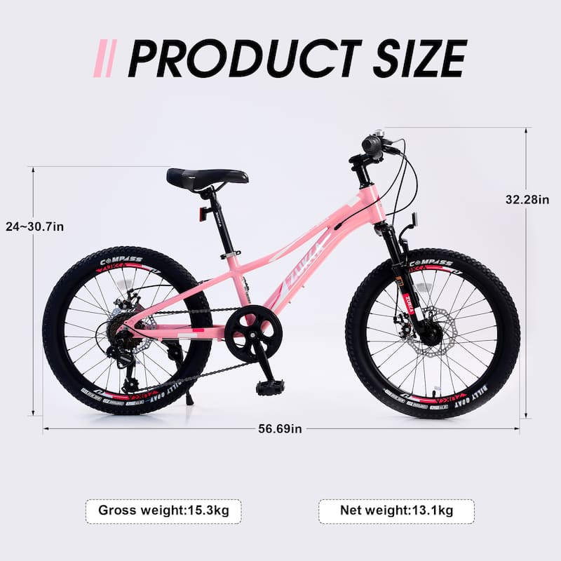Mountain Bike for Girls and Boys Mountain 20 inch shimano 7-Speed bike