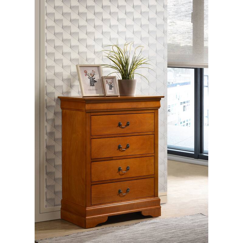Passion Furniture Louis Phillipe Cherry 4 Drawer Chest of Drawers - 31"L x 16"W x 41"H