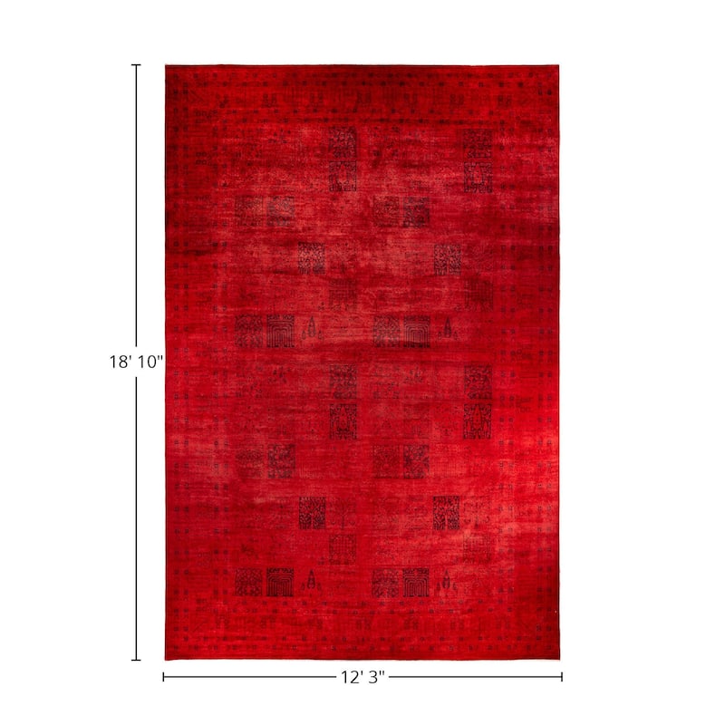 Overton Hand Knotted Wool Vintage Inspired Modern Contemporary Overdyed Orange Area Rug - 12' 3" x 18' 10"