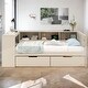 preview thumbnail 1 of 9, Cream Twin Size Multiple Storage Platform Daybed with 2 Drawers and Upholstered Headboard Cream
