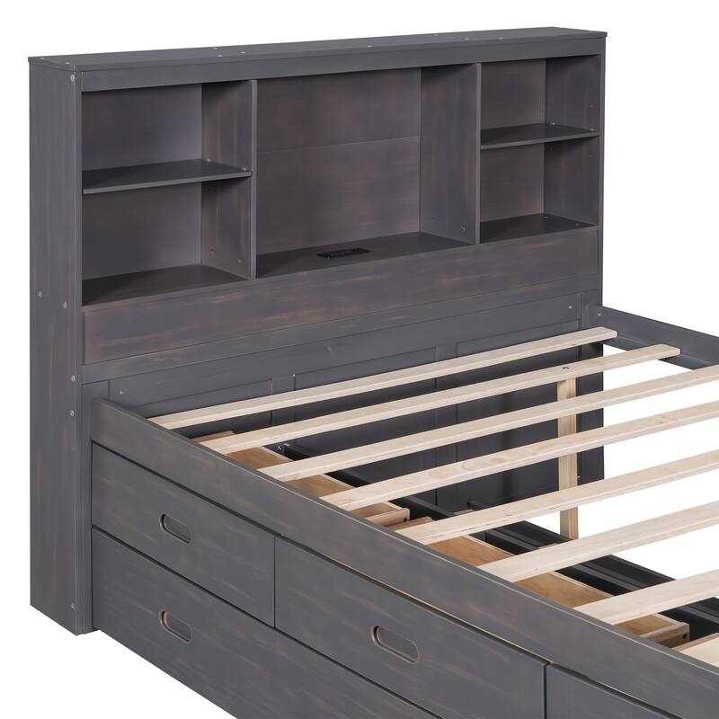 platform bed with Storage Headboard
