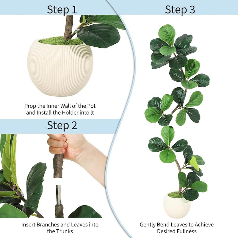 Fiddle Leaf Fig Artificial Tree, Fake Floor Plant for Home Decor
